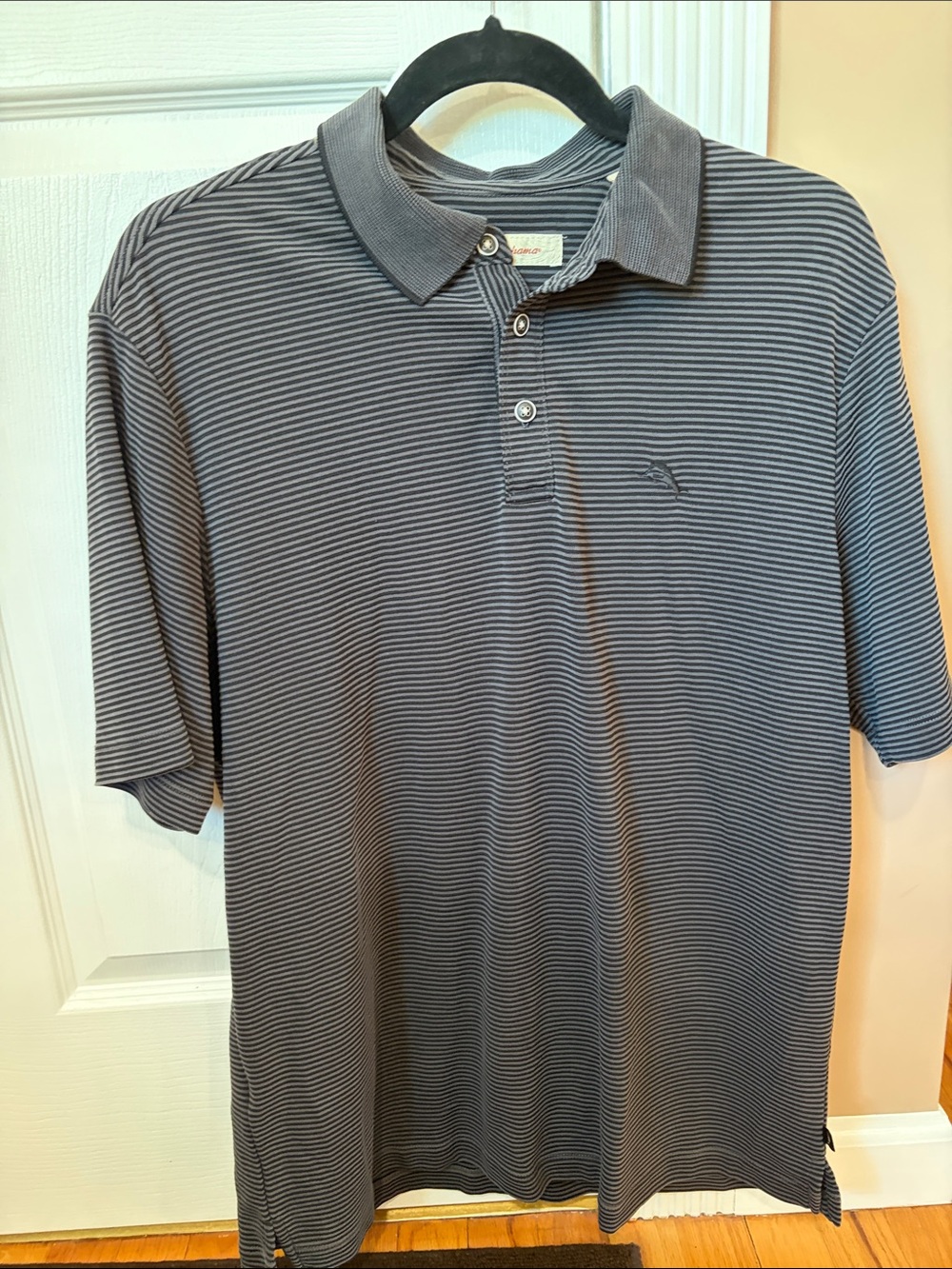 Final sale-Tommy Bahama- like new -  Slim Gray Striped Polo